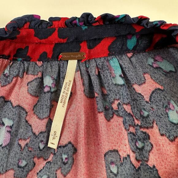 Free People Merlot Combo Love Letter Red & Blue Floral Size Small - Picture 9 of 16